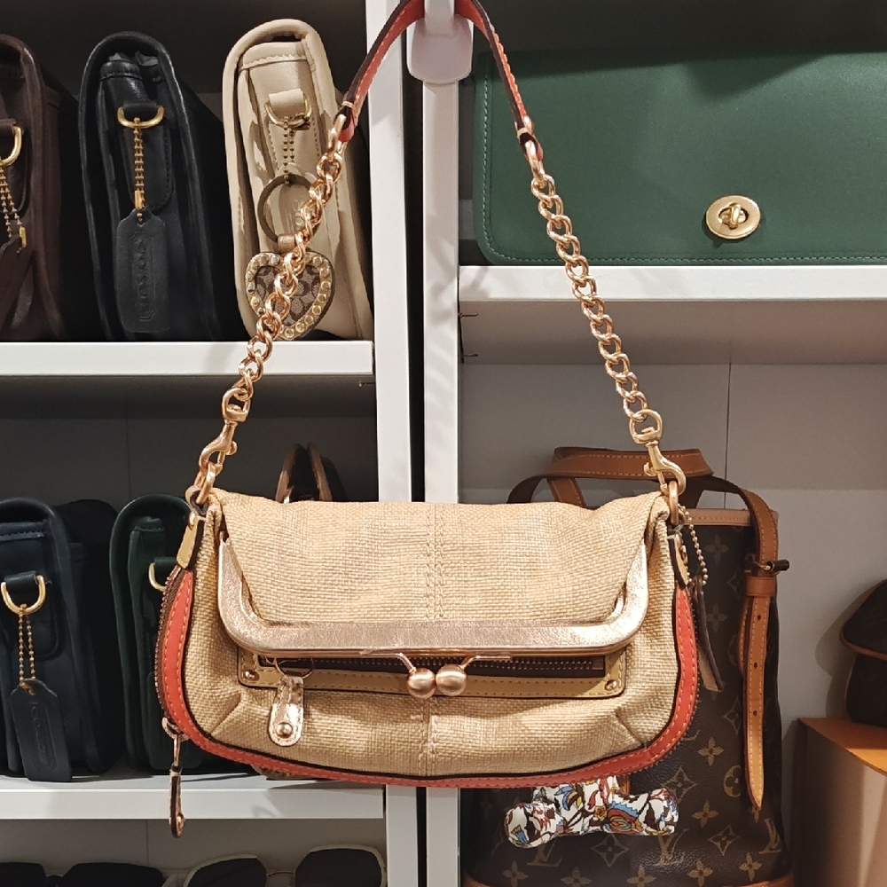 Coach Straw And Leather Handbag